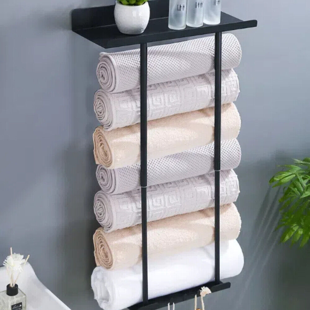 Wall-Mounted Adjustable Carbon Steel Towel Rack