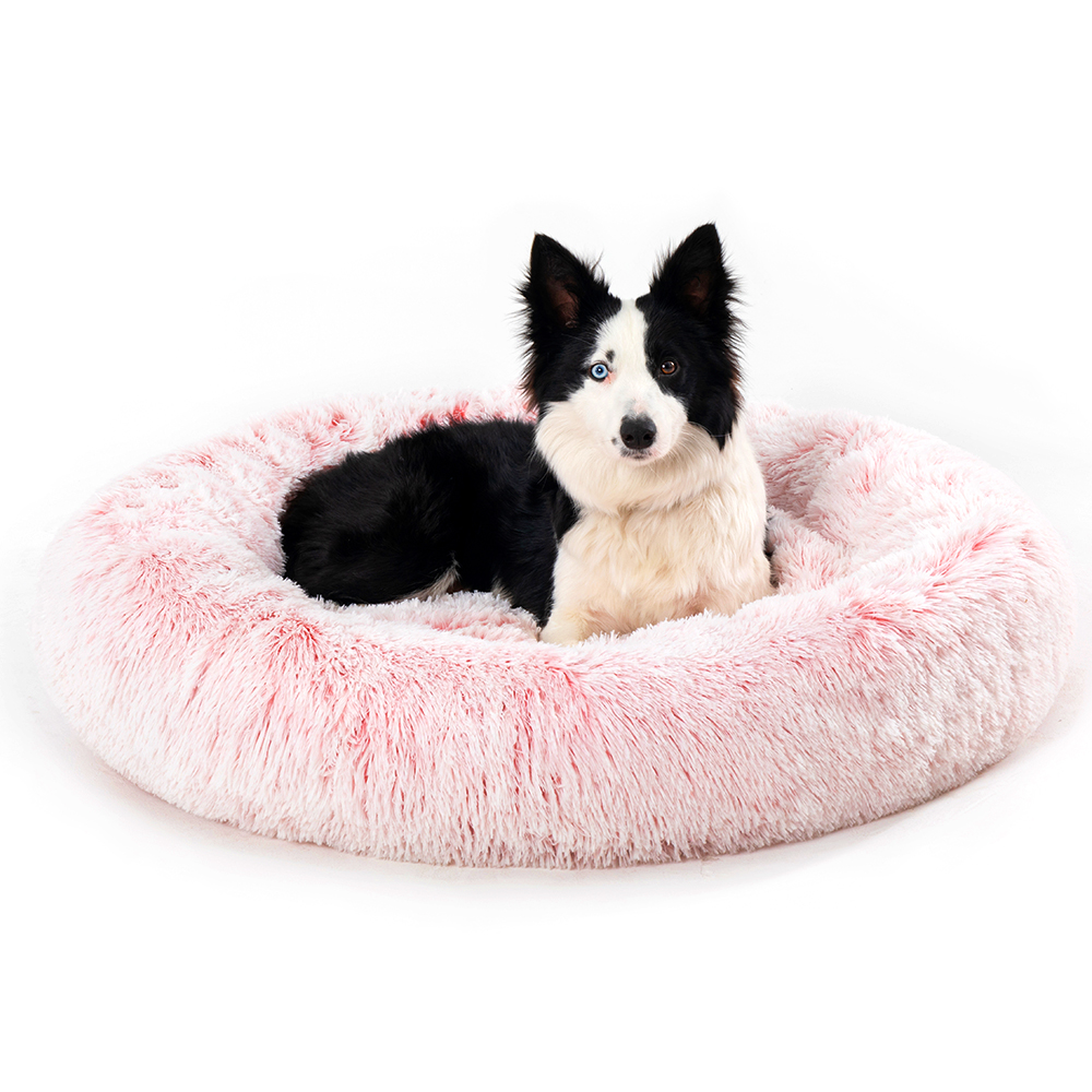 Calming plush donut bed