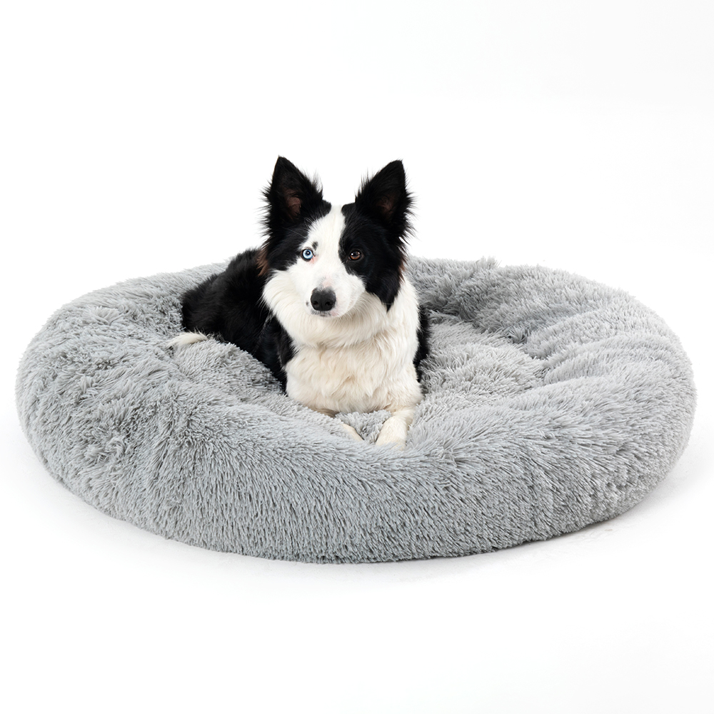 Calming plush donut bed
