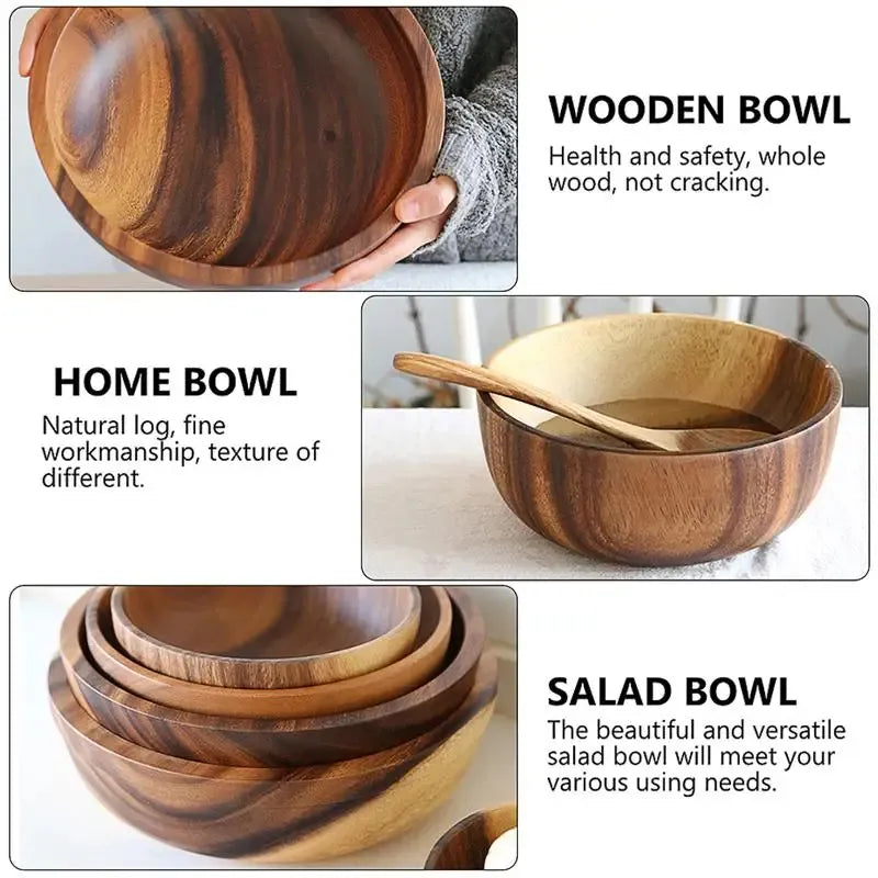 Handcrafted Japanese-style wooden bowl set